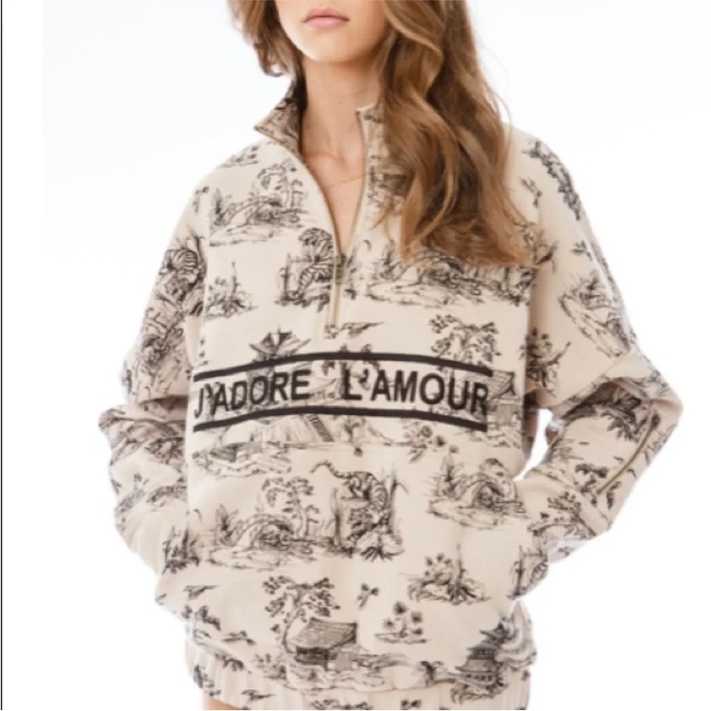 ellandem J'ADORE L'amour Pattern Half Zip Toile Jacket